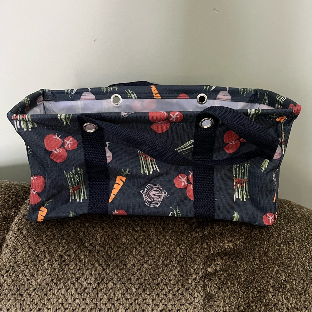 Thirty-One Black Tote with Vegetable Print